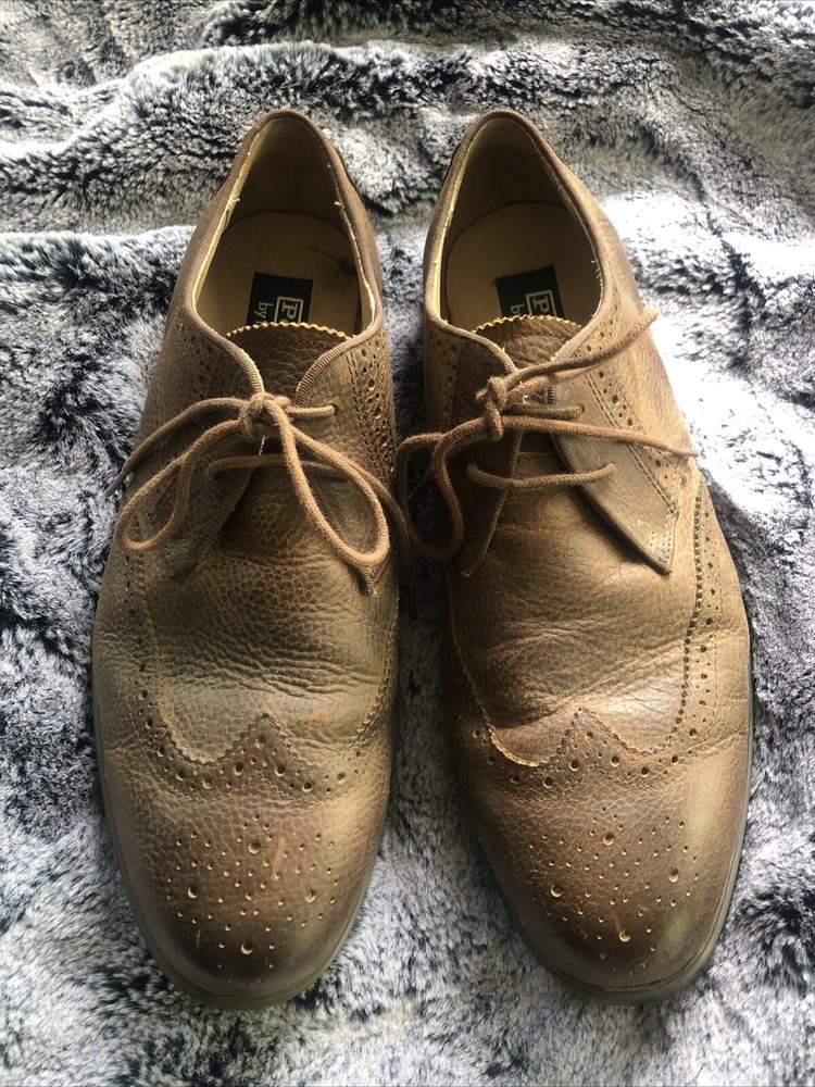 Men’s Polo Ralph Lauren Leather Brown Brogue Wingtip Shoes 12D. Pre-Owned.