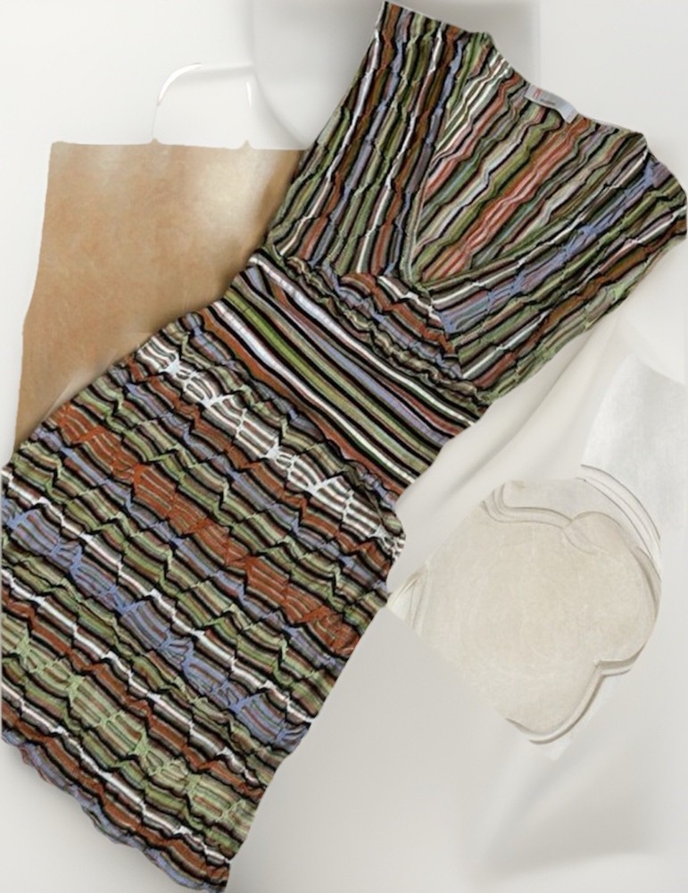 Missoni Women Dress Knit Multicolor Summer V-Neck Size S-M
