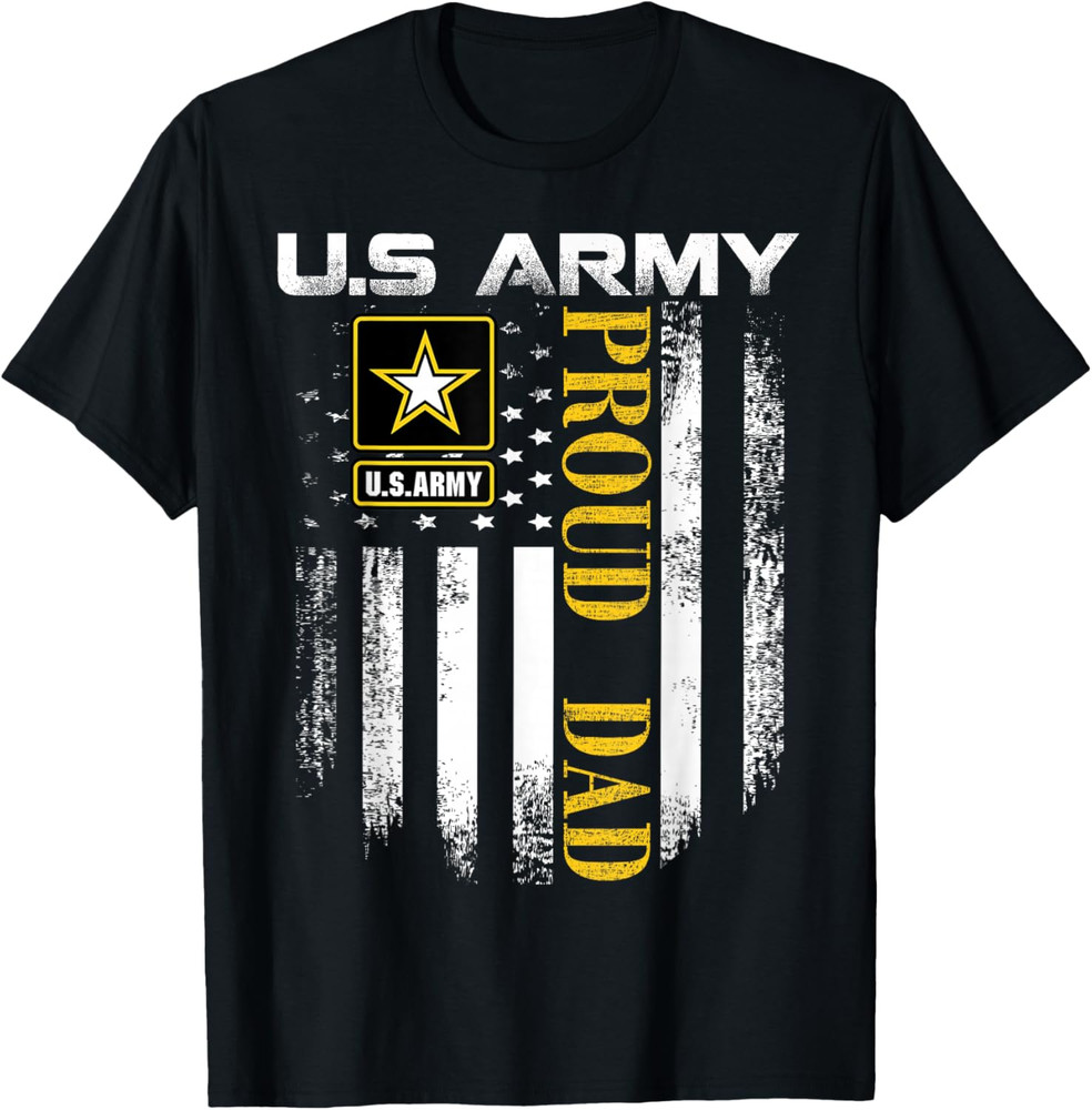 Vintage U.S. Army Proud Dad with American Flag Gift T Shirt