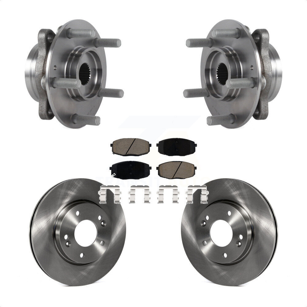 Front Hub Bearing Brake Rotor Pad Kit for Kia Forte Hyundai Elantra GT