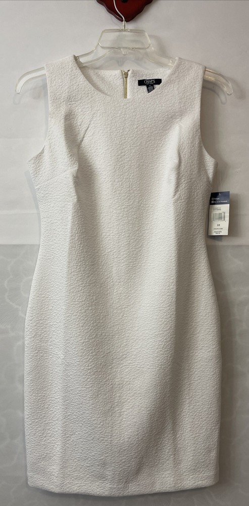 Chaps Womens White Size 10 Knee-Length Sleeveless Formal Lined Dress NWT! A4507