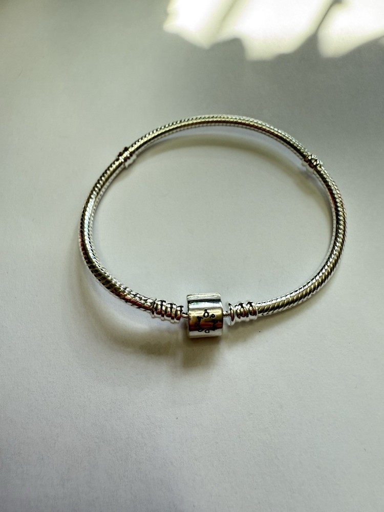 PANDORA 925 Ale Silver Barrel Clasp Charm Bracelet 19cm 598816C00