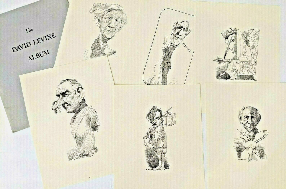 12 David Levine Caricature Drawings from The New York Review of Books 1965 Album