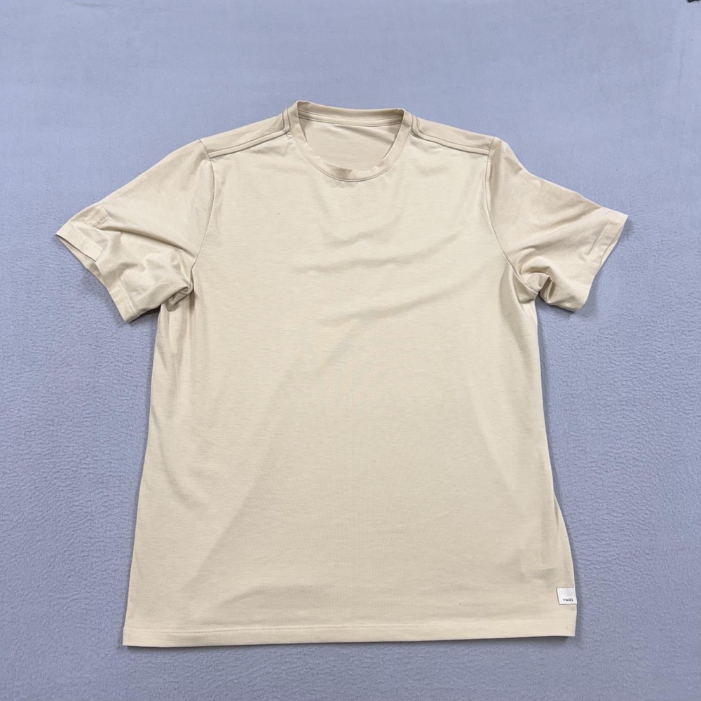 Vuori Shirt Mens Large Beige Solid Crewneck Performance Tee Athletic Logo