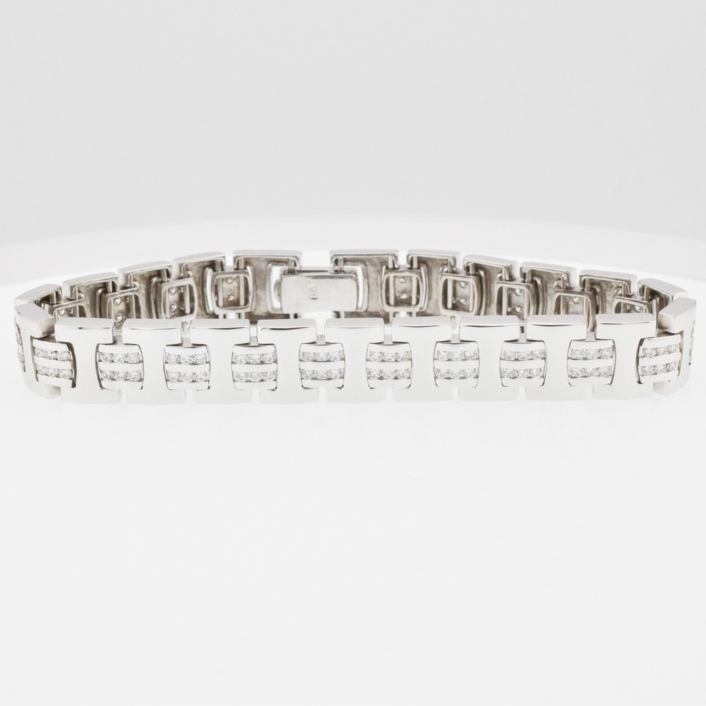 READ 14k white gold diamond link bracelet 8 inch 44g G/SI1 Natural