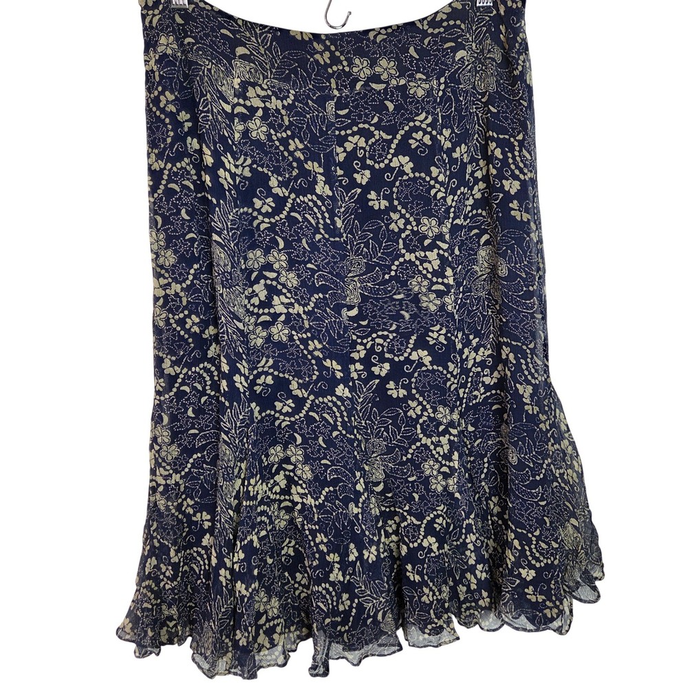 Lauren Ralph Lauren Silk Chiffon Floral Midi Skirt A Line 32 Waist