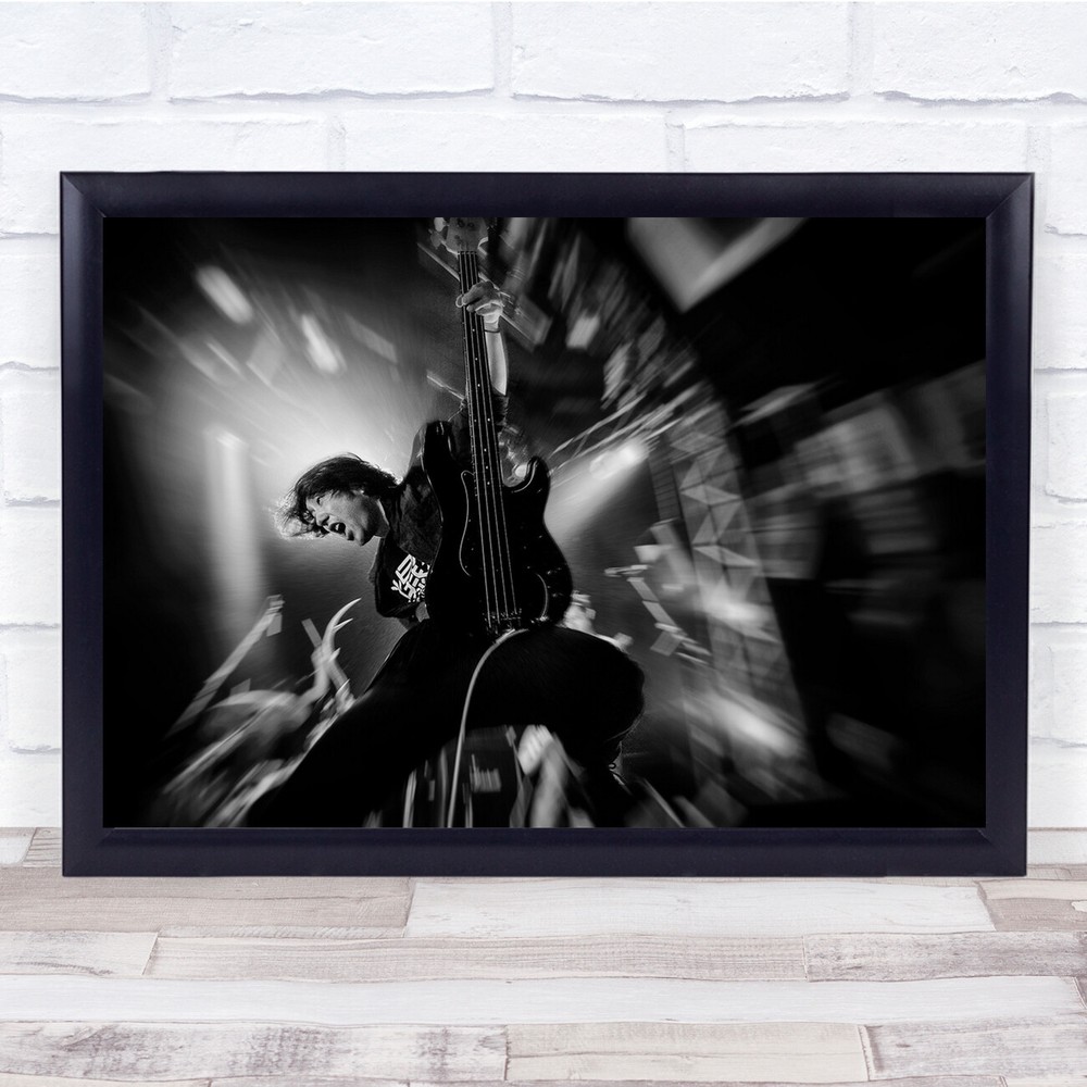 Concert Guitarist black and white music Wall Art Print