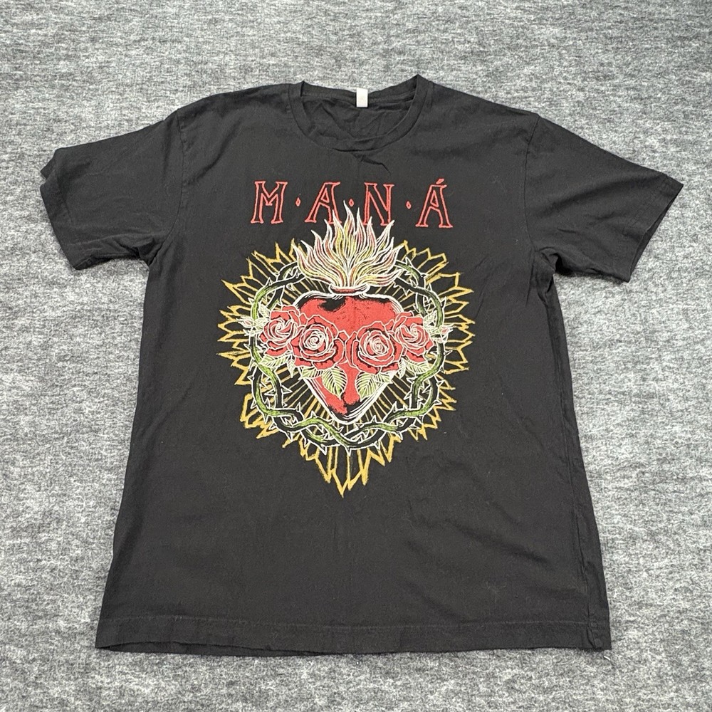 Mana Graphic T Shirt Men’s L Black Band Tour 2022 La Residencia Roses Heart