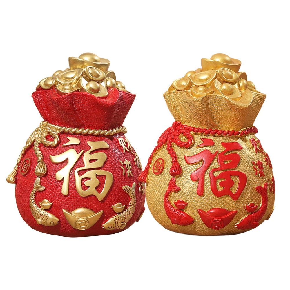 Resin  Piggy  Wealth Luck Figurines for Living Room Desktop Ornament