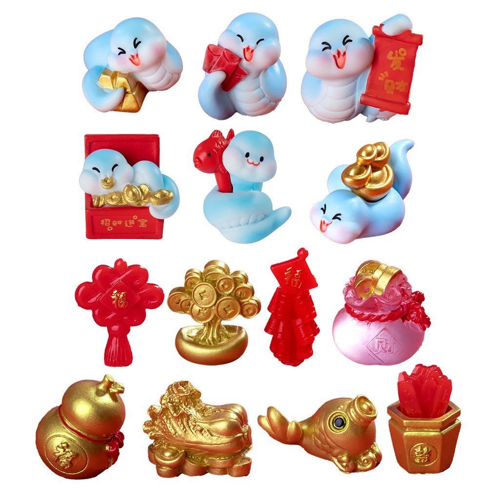 2025 Chinese New Year Decorations Resin Lucky Snake Miniature Snake Figures F0