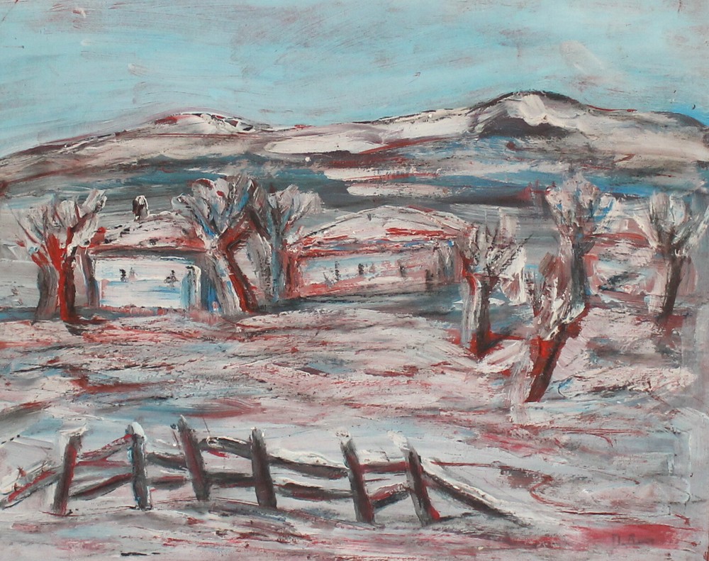 Vintage expressionist oil painting landscape signed