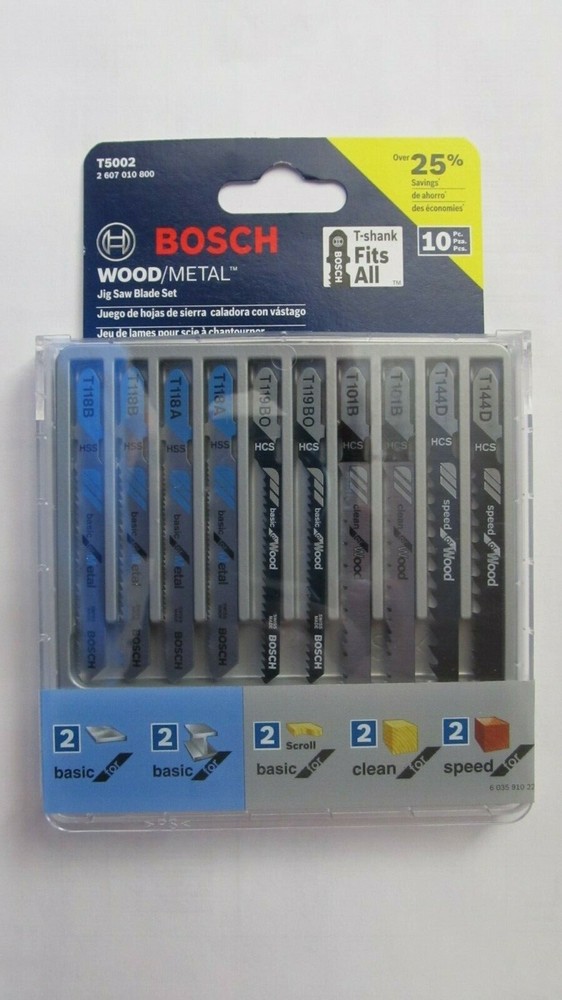 Bosch T5002 10-Piece Assorted Jig Saw Blade Set (10 Pack) (T Shank)