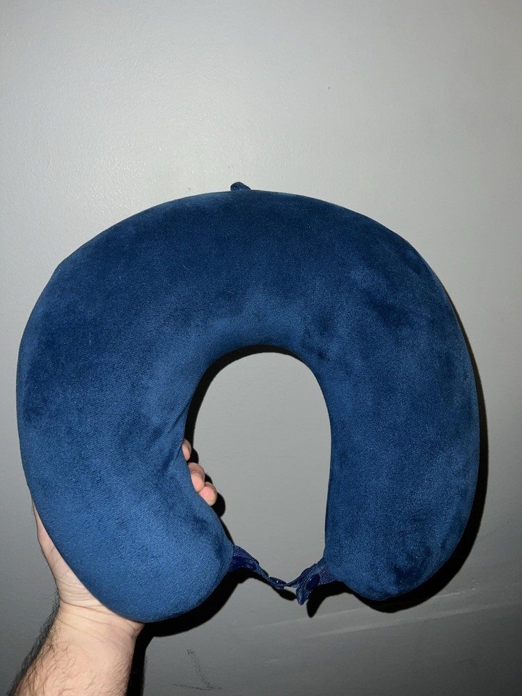 Travel Blue Neck Pillow for Airplane Comfort and Support