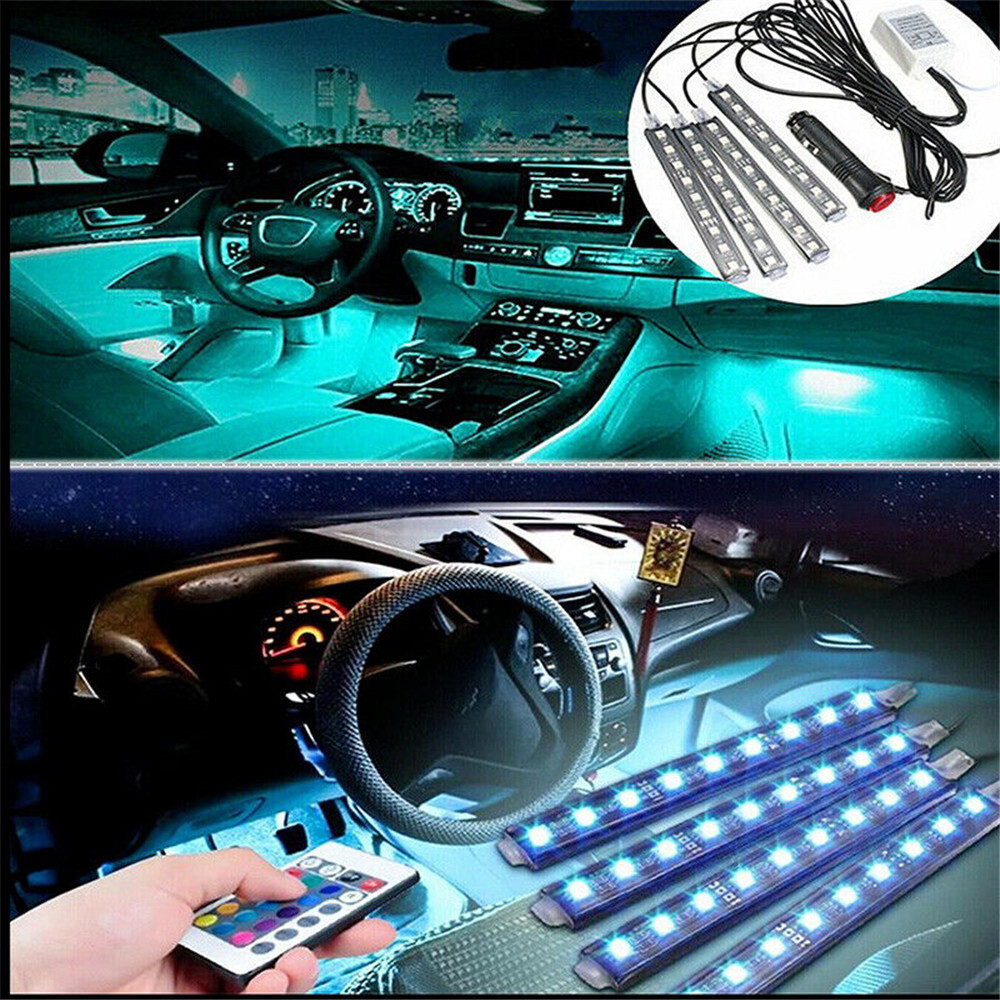 Car Interior Footwell LED Strip Lights RGB Multicolour Remote Atmosphere Lamp
