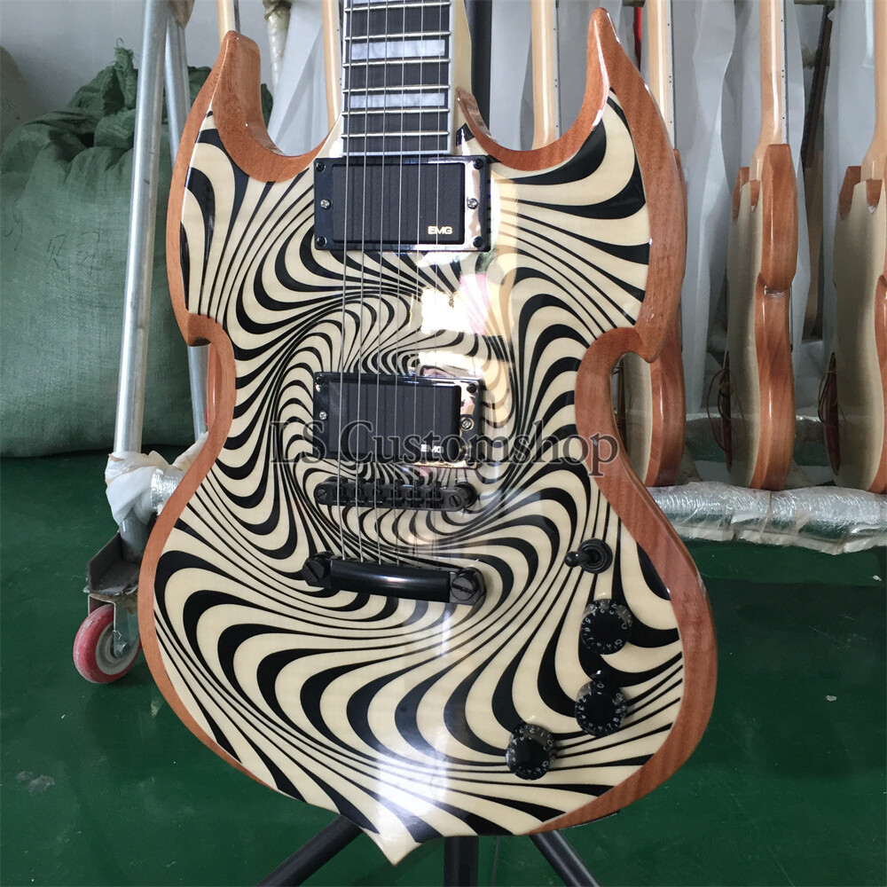 Custom Rawtop Special Shaped Electric Guitar Flamed Maple Veneer Rounded Fret
