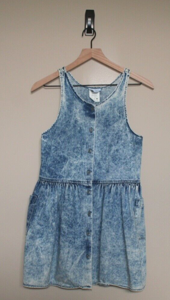 Acid Vintage Dress Denim Wash Girls Blue Jumper Size 10 12 80s 90s USA-image