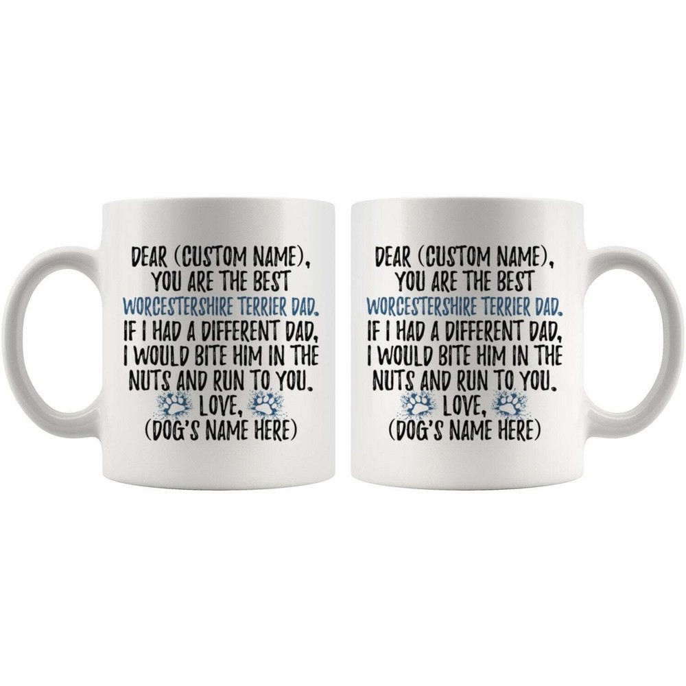 Personalized Worcestershire Terrier Dog Dad Mug  Worcestershire Dog Daddy Mug