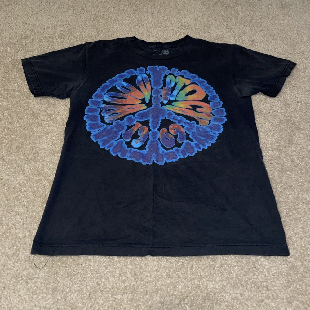 Woodstock 1969 3 Days Of Peace And Music Black Graphic T Shirt Size Small