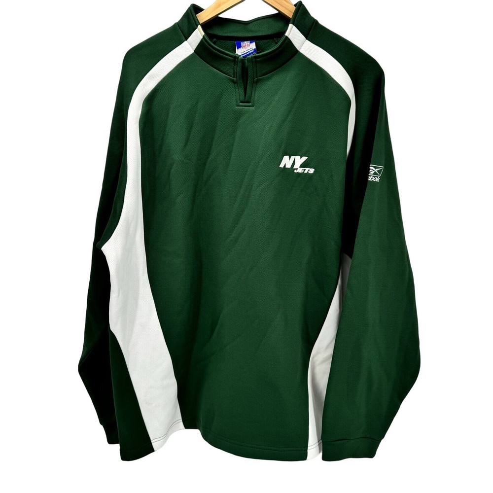 Reebok NY Jets Sweatshirt Mens Large NFL Team Apparel Green White Pullover