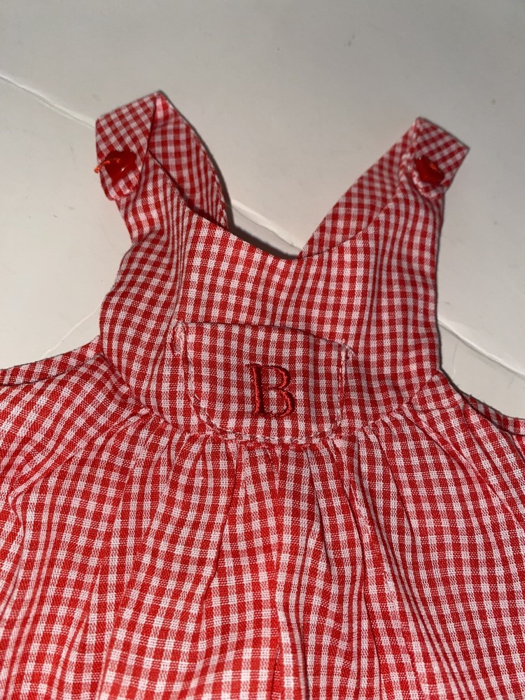 American Girl Bitty Baby Fun in the Sun Red Gingham Overalls jumpsuit