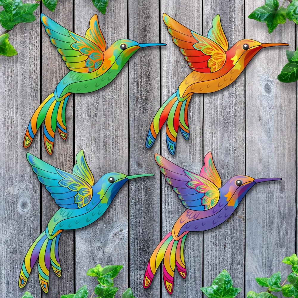 Metal Hummingbird Wall Decor,Outdoor Fence Birds Art Decoration,Hanging Decor...