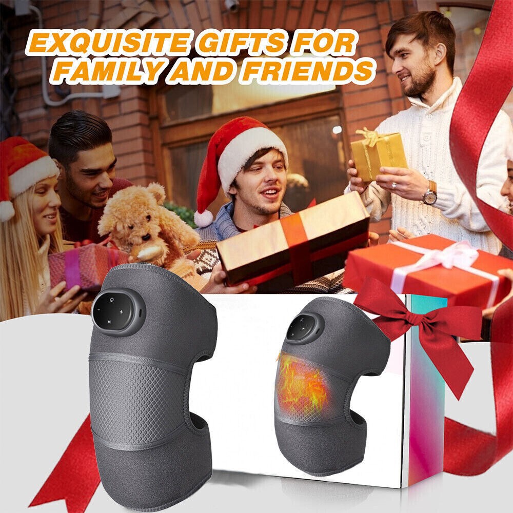 Electric Heating Vibration Knee Joint Pad Brace Leg Therapy Massager Pain Relief