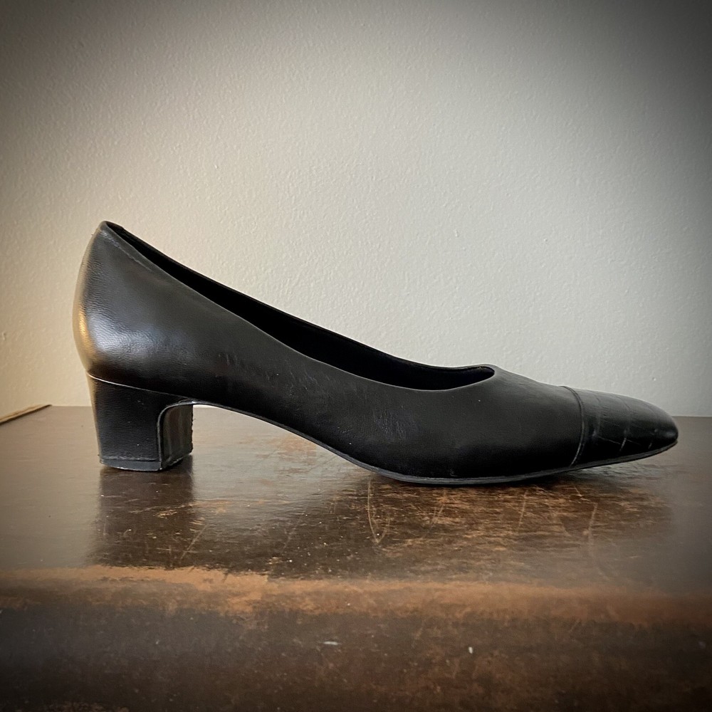 Easy Spirit Eflex Lucinda Black Block Heel Comfort Pumps SZ 10