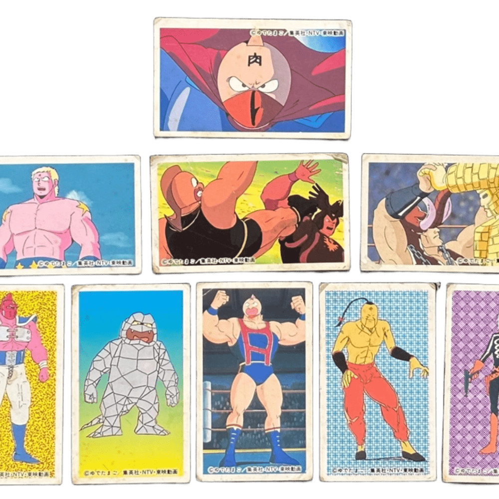 Kinnikuman Menko Card Lot 9pcs Vintage 1980s Japan Anime Manga Muscle Wrestler