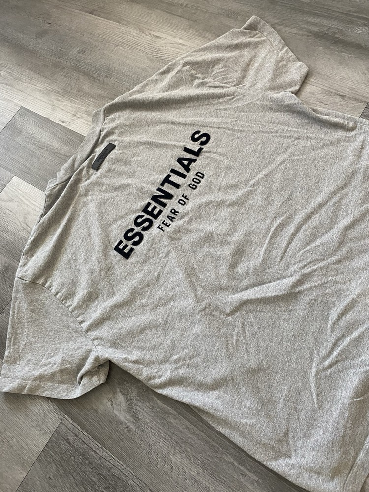 Fear of God Essentials Light Oatmeal T-Shirt in Size Large