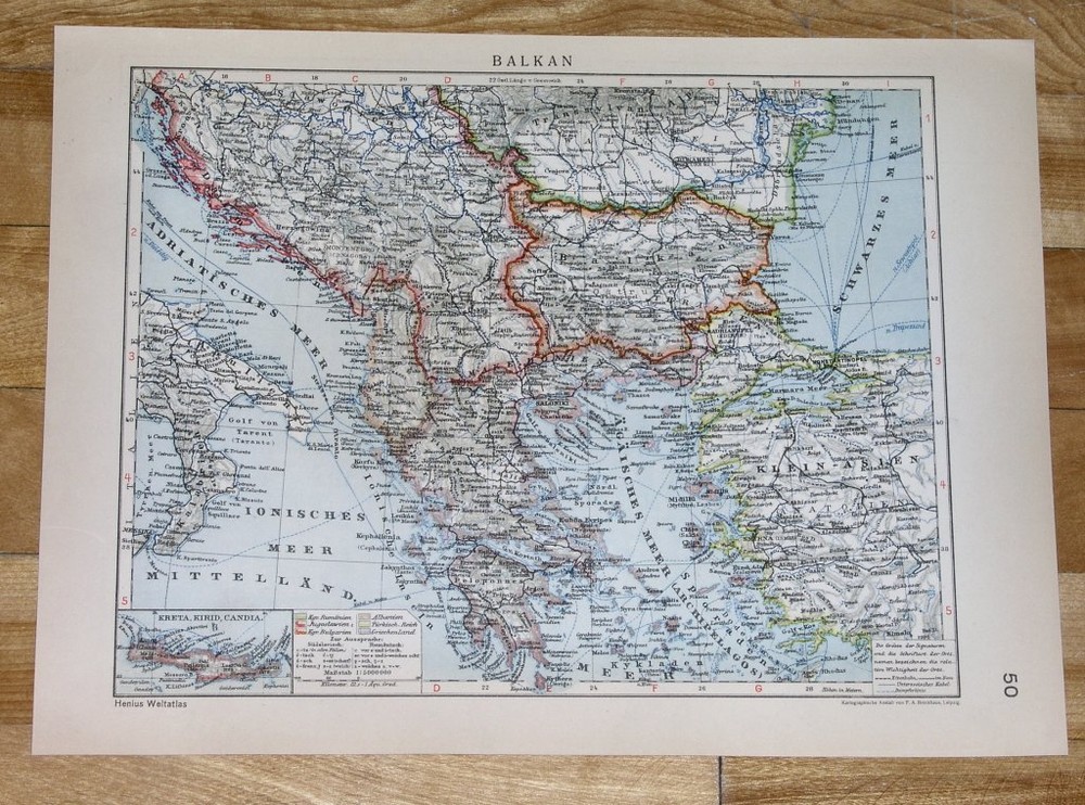 1929 Original Vintage Map Of Balkans Turkey Greece Yugoslavia Bulgaria