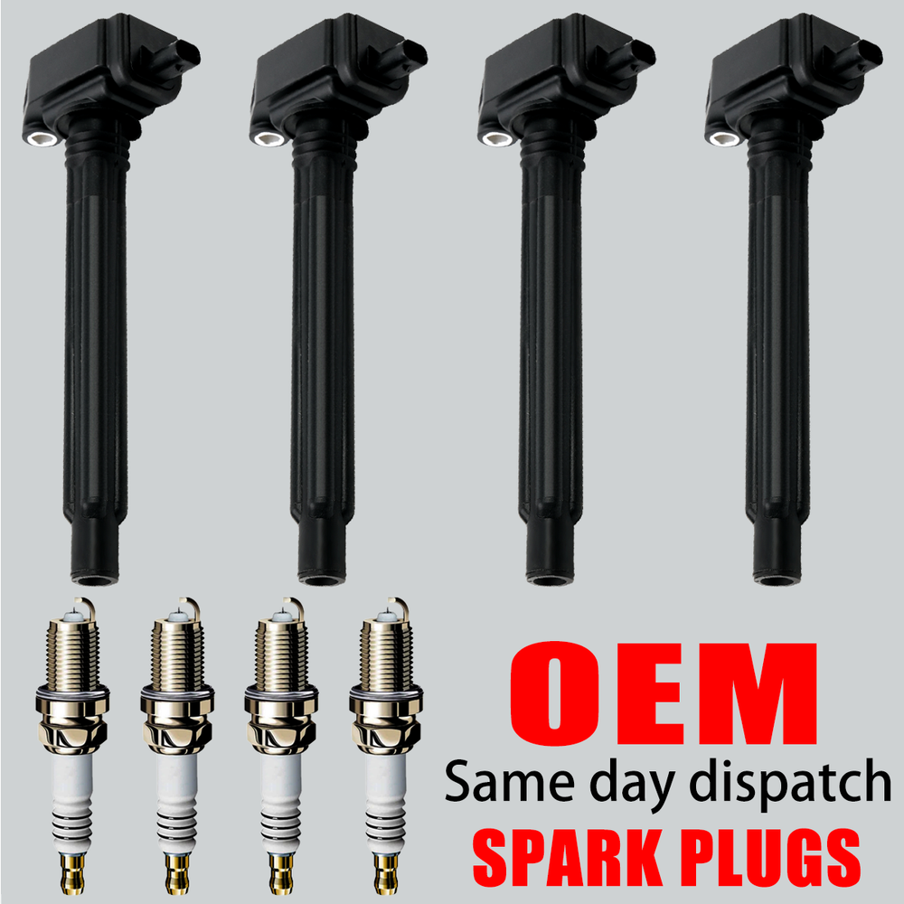 4X OEM New Ignition Coil & 4X Iridium Spark Plug For Dodge Jeep Ram 2.4 L4 UF751