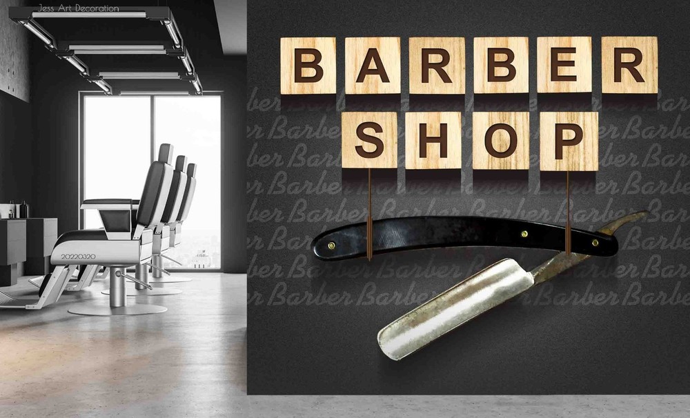 3D Barbershop Promotional Illustration Wall Murals Wallpaper Murals Wall Sticker