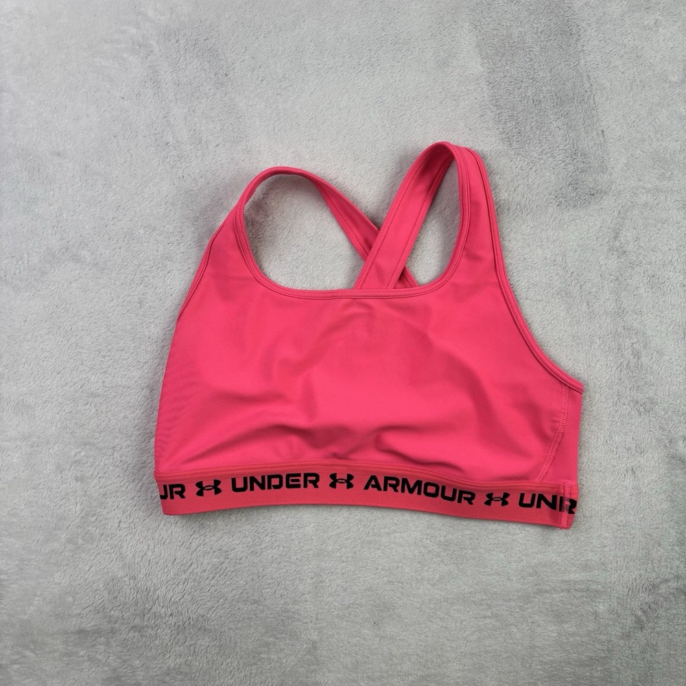 Under Armour Pink  Mid Crossback Sports Bra Women's Large