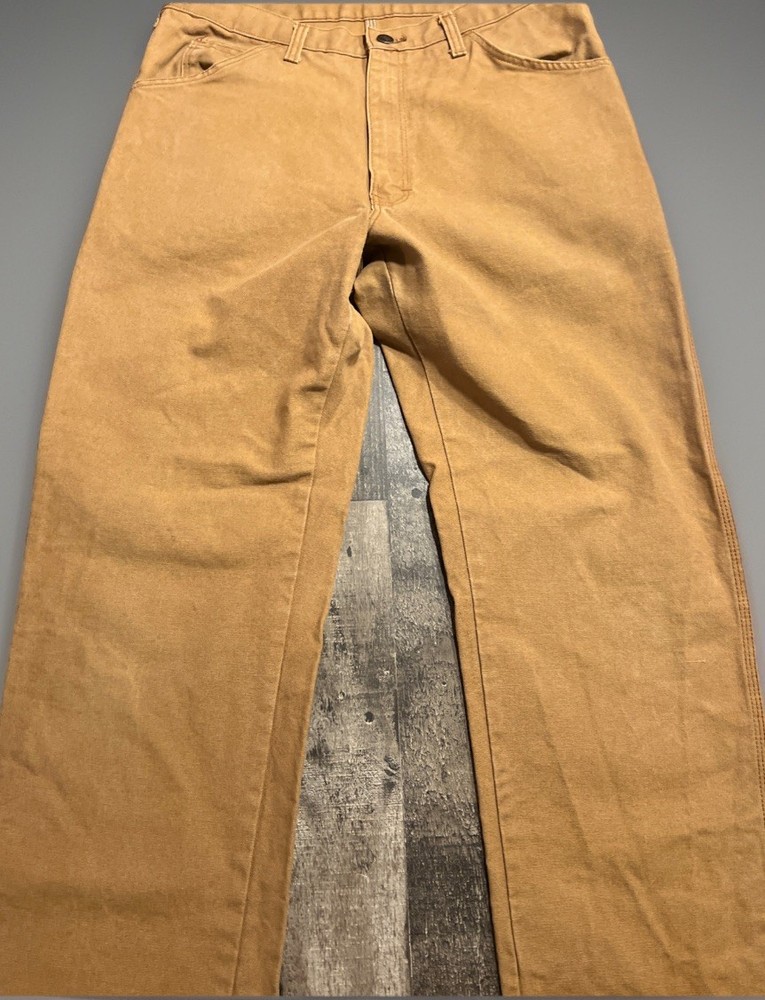 Genuine Dickies Pants Mens 34x32 Brown Carpenter Canvas Stretch Workwear Utility