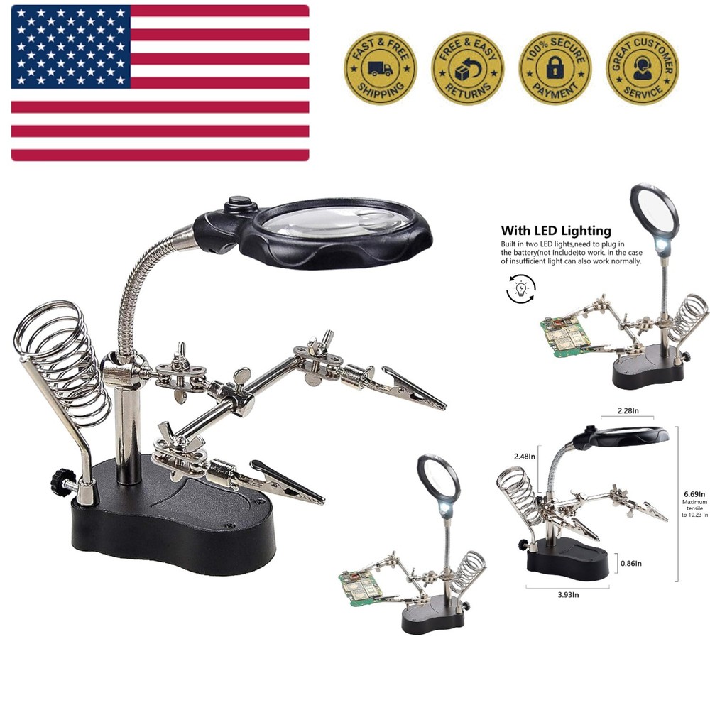 3.5X12X Helping Hands Soldering Station with LED Light & Alligator Clips - Ma...