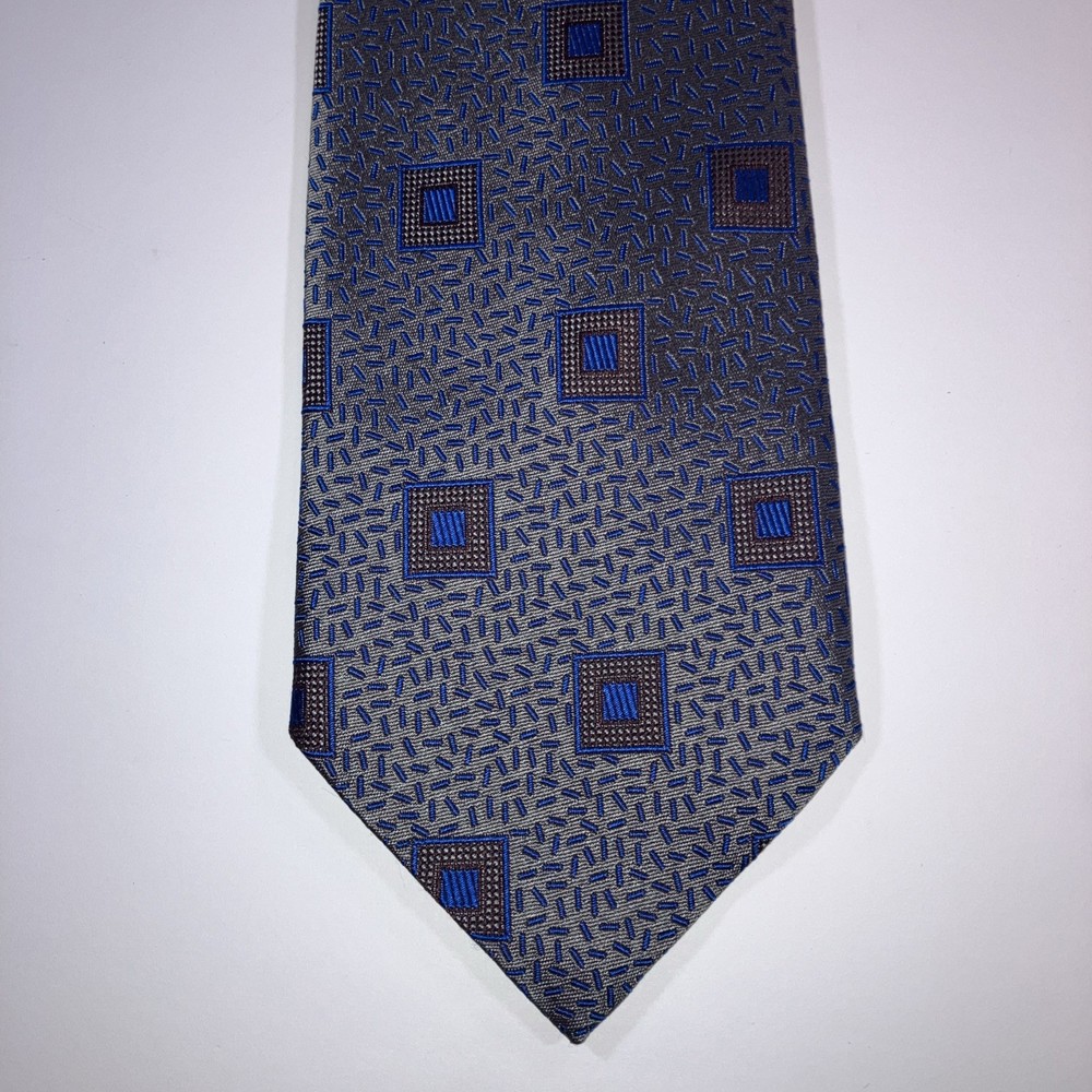 Villa Bolgheri Blue Abstract Geometric Silk Necktie Made in Italy