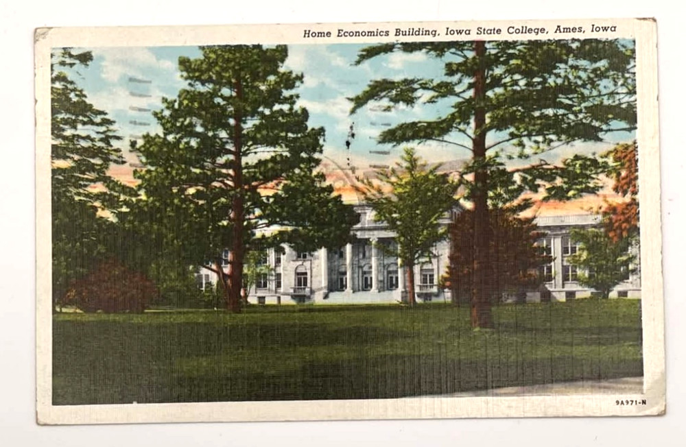 Ames IA Iowa State College Home Economics Building Linen Postcard