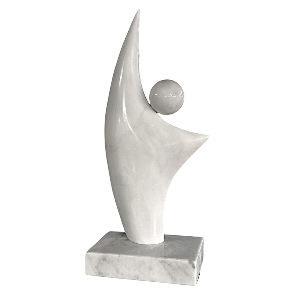 Abstract Carrara Marble Sphere Table Sculpture 28cm Art Piece-image