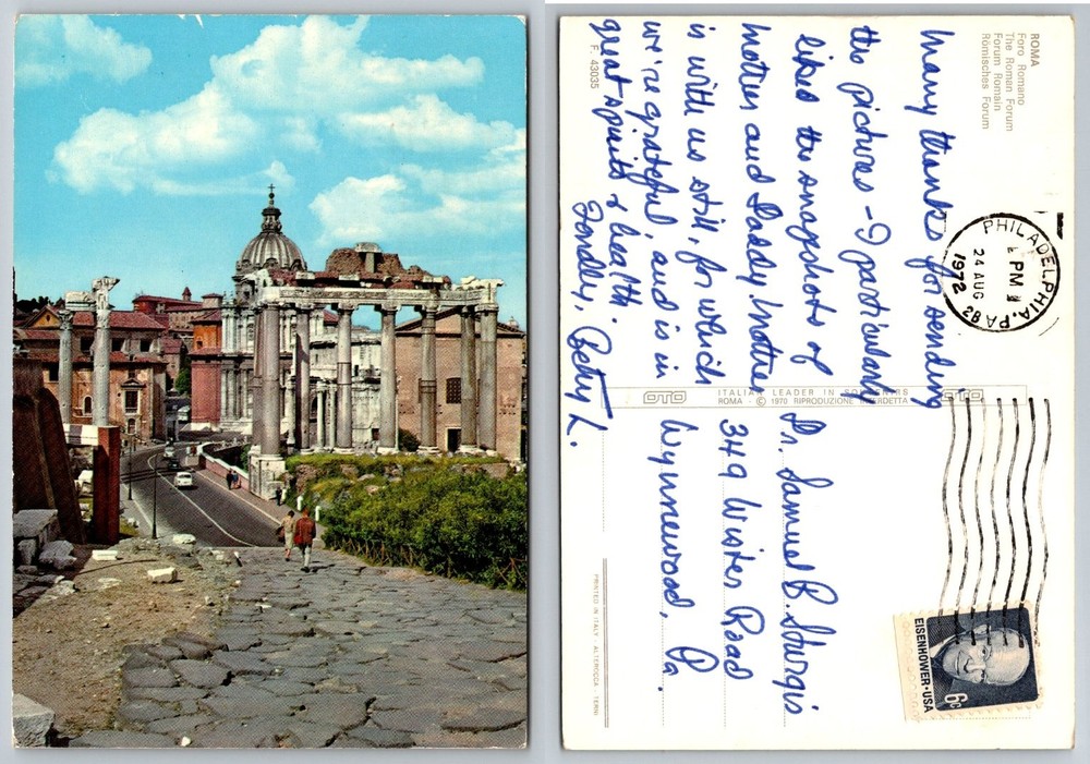 ROME Roman Forum Vintage Postcard 1972 Postmark Italy Ancient Ruins OTO