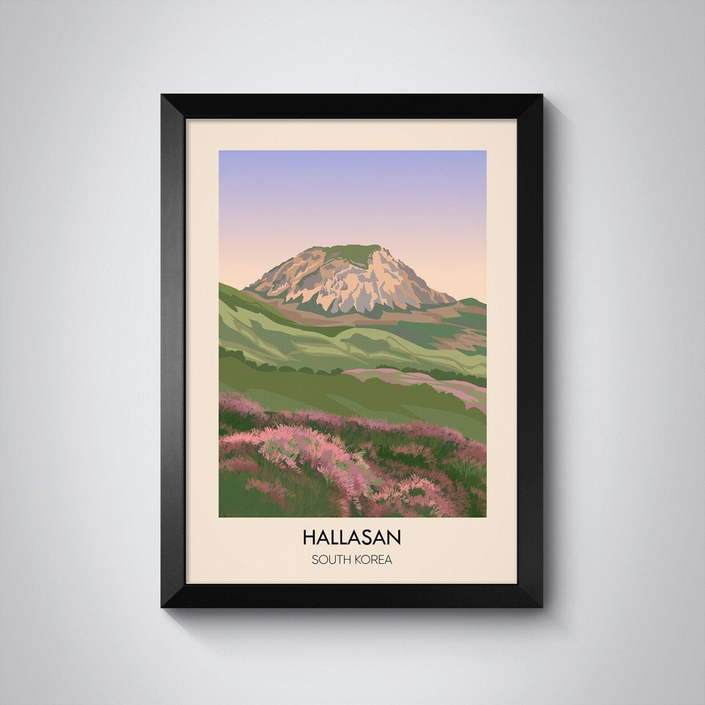 Hallasan South Korea Travel Poster Jeju Island Scenic Wall Art Nature Landscape