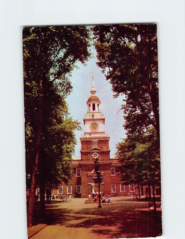 Postcard Barry Statue and Independence Hall Philadelphia Pennsylvania USA