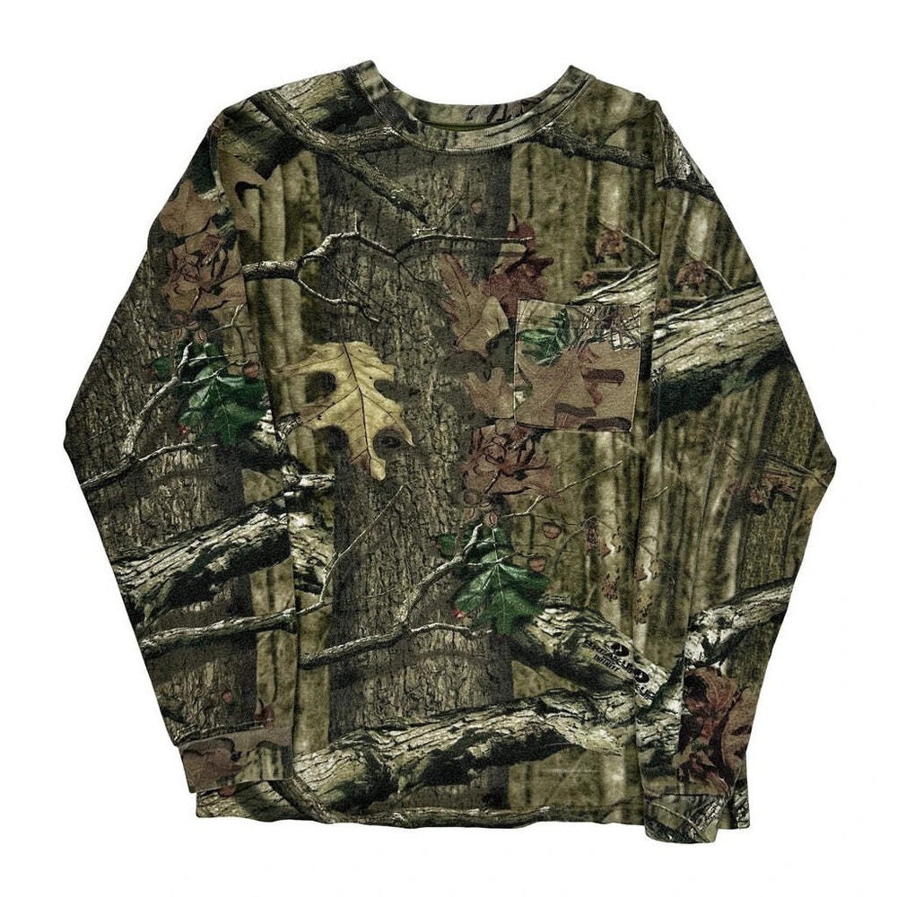 Mossy Oak Camo Long Sleeve T-Shirt - 2XL Camo Cotton Blend