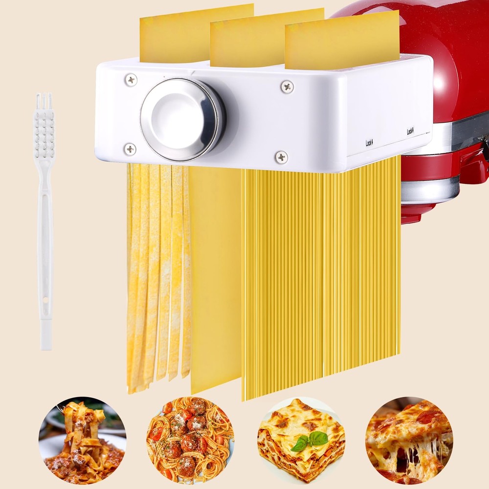 3-in-1 Stainless Steel Pasta Maker Attachment for KitchenAid Stand Mixers