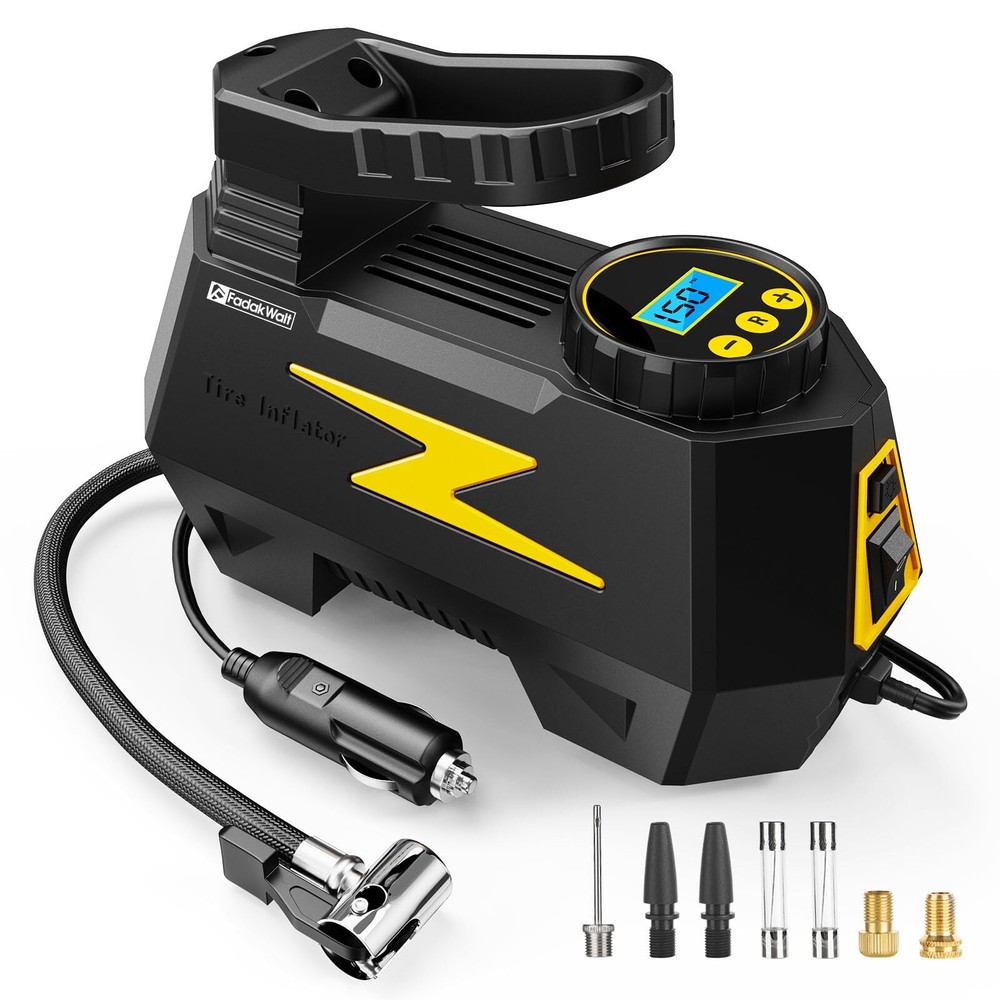 Portable 12V DC Tire Inflator Air Compressor with LED Light 150PSI