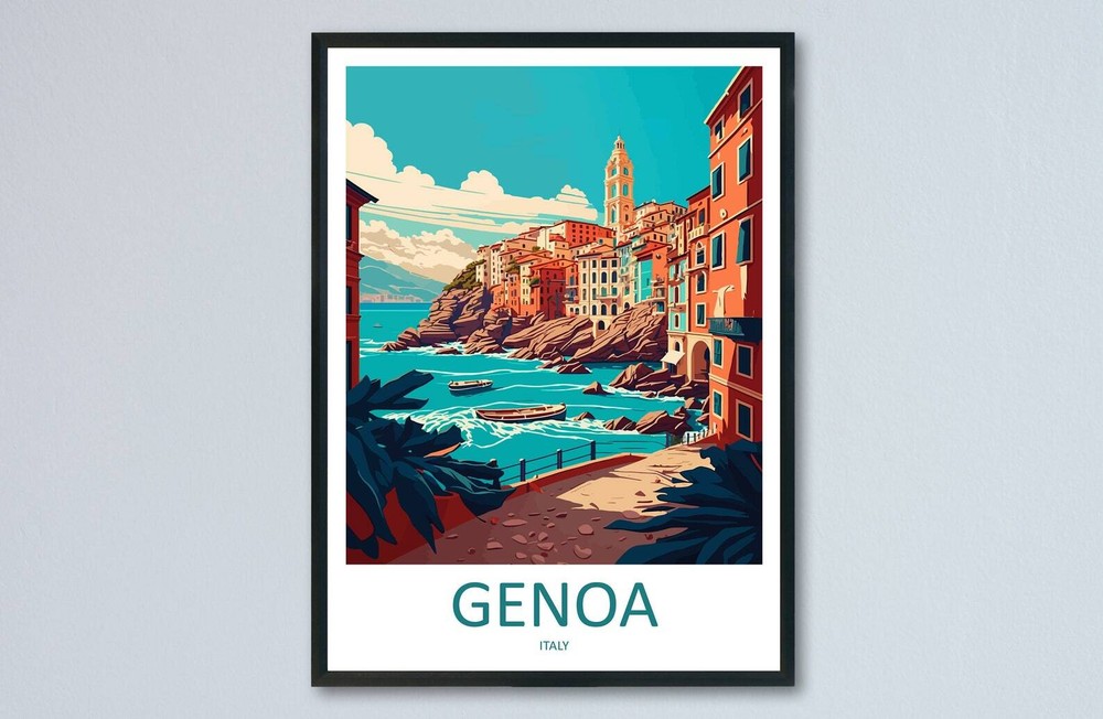 Genoa Travel Print Wall Art Genoa Wall Hanging Home Dcor Genoa Gift Art Lovers