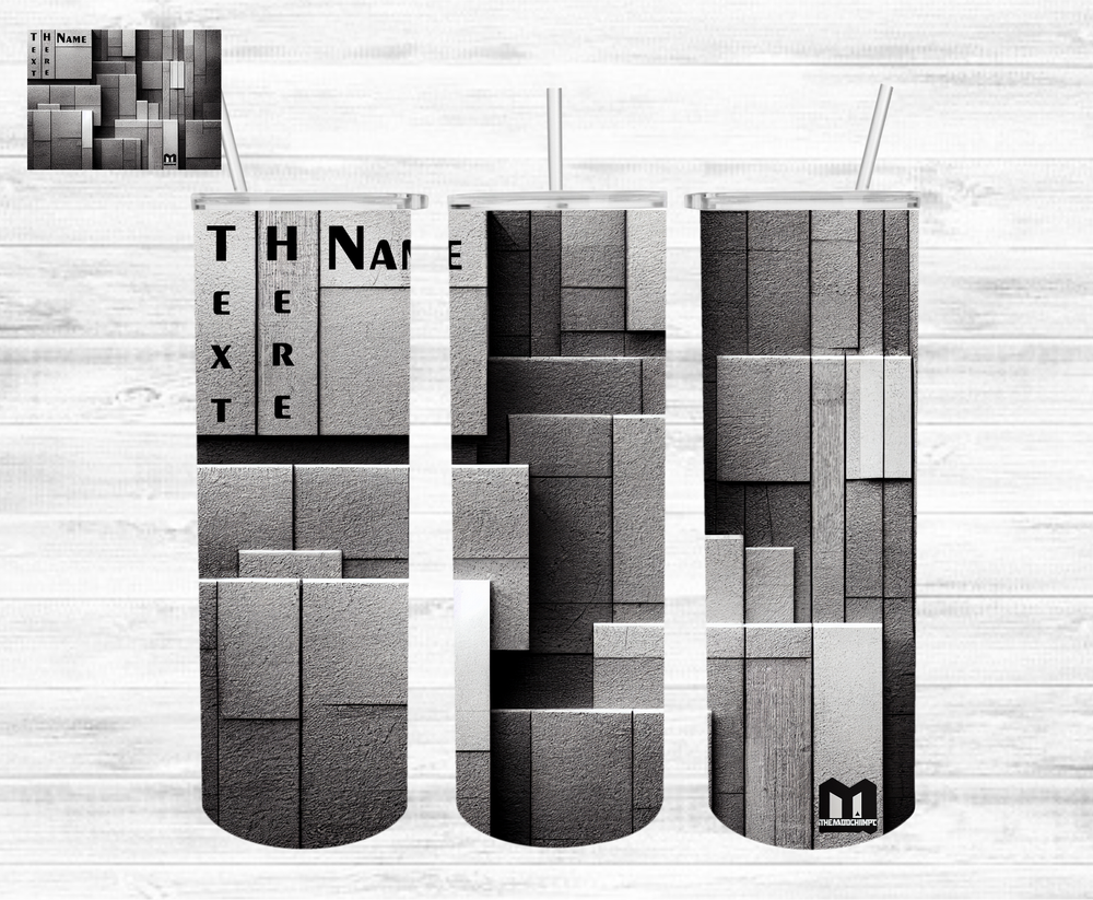 Custom 20oz Skinny Tumbler with Abstract Design & Straw Sublimation-image