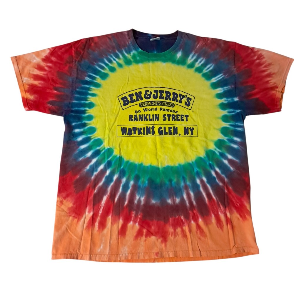Vintage Ben & Jerry’s Ice Cream Tie Dye T-Shirt Graphic Tee Colorful Retro XL