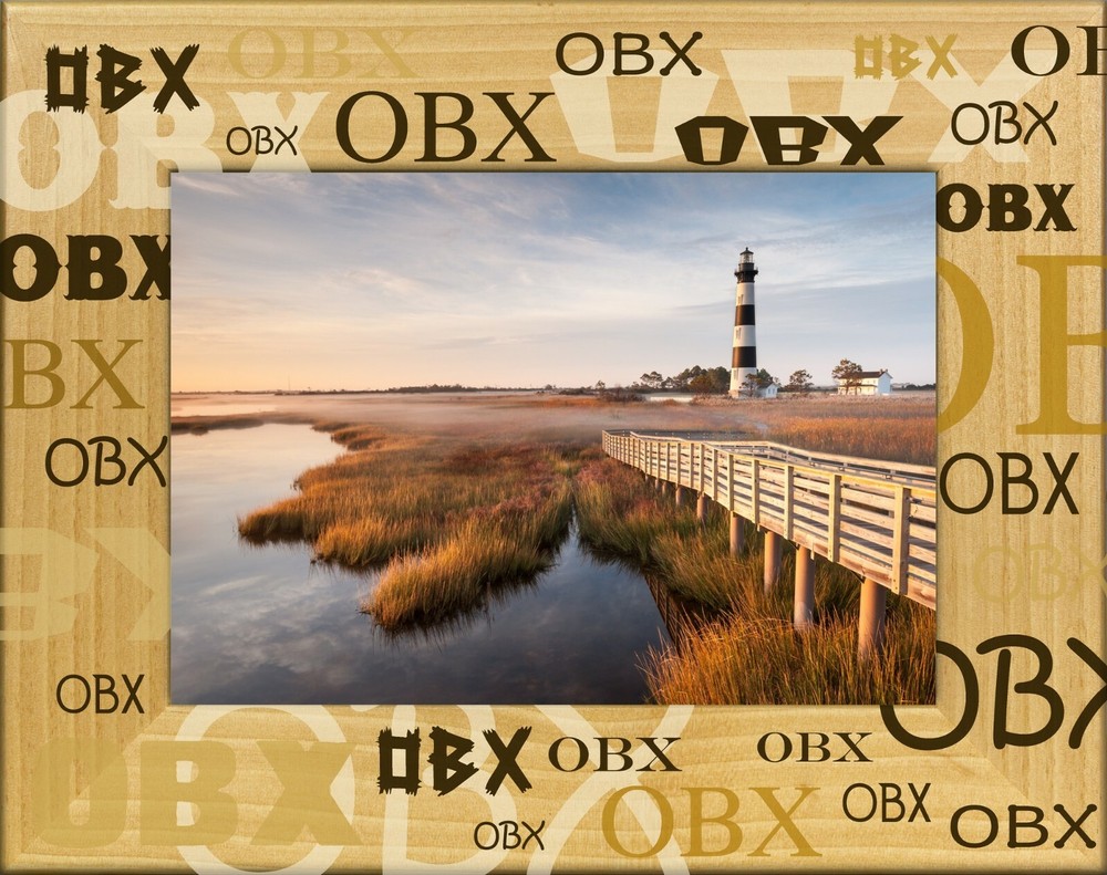 OBX Repeat Laser Engraved Wood Picture Frame (4 x 6)