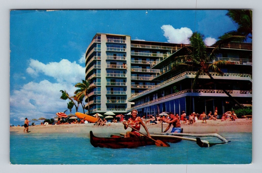Hawaii HI Waikiki The Reef Hotel On The Beach Vintage Postcard