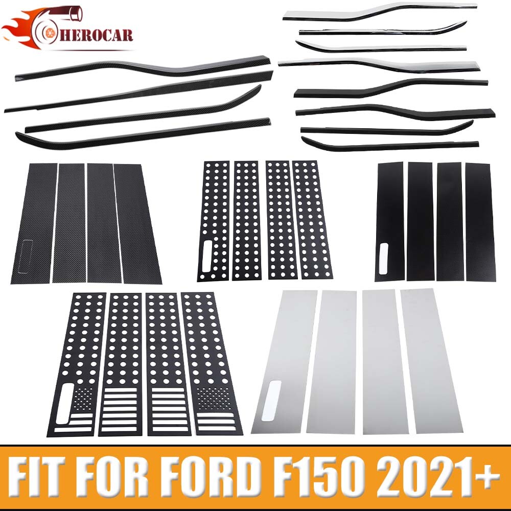 Ford F150 2021+ Window Molding Bottom Sill Trim Pillar Post Covers Kit
